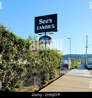 See's Candies Büros und Vertriebszentrum in San Francisco, Kalifornien; amerikanischer Hersteller und Vertreiber von Schokolade und Süßigkeiten. Stockfoto