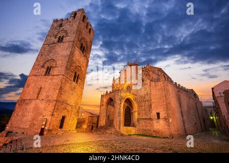 Kathedrale von Erice, Santa Maria Assunta, Sizilien - Italien Stockfoto