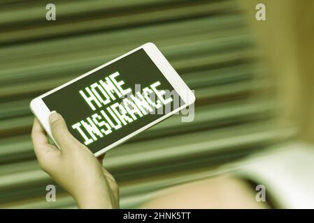 Schreiben Anzeige Text Home Insurance, Internet-Konzept deckt Verlust und Schäden und auf Unfälle im Haus sprach-und Videoanrufe Fähigkeiten Stockfoto