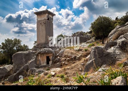 Gräber in der antiken Stadt Xanthos Stockfoto