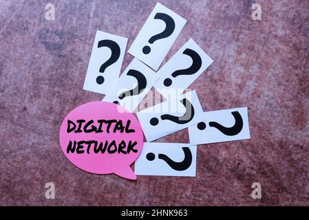 Handschrift Text Digital Network, Business Schaufenster Netzwerk mit digitalen Switching und Übertragung Schreiben Anfragen und Denken an neue IDE Stockfoto