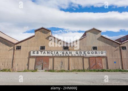 San Gregorio Stadtbild, Punta Delgada, chilenisches Wahrzeichen Stockfoto