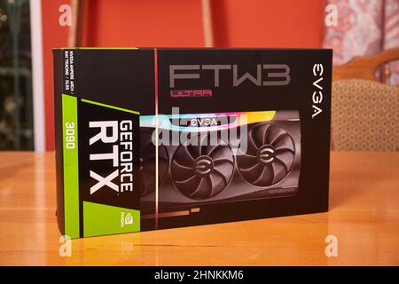 EVGA GeForce RTX 3090 Nvidia GPU Box Stockfoto