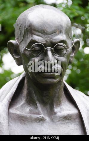 Porträt der Mahatma Gandhi Statue in Genf, Schweiz Stockfoto