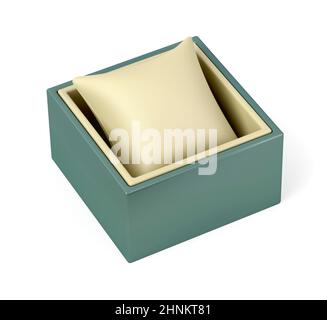 Leere Box für Uhren oder Schmuck, isoliert auf weißem Hintergrund Stockfoto
