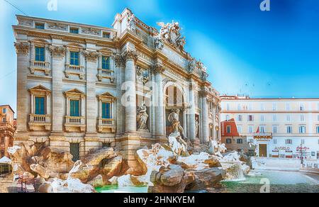 Trevibrunnen, Wahrzeichen im Zentrum von Rom, Italien Stockfoto