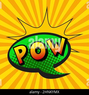 Comic-Zoom-Inschrift POW auf farbigem Hintergrund - Vektor-Illustration Stockfoto