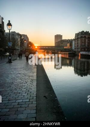 La Villette Basin Paris Stockfoto