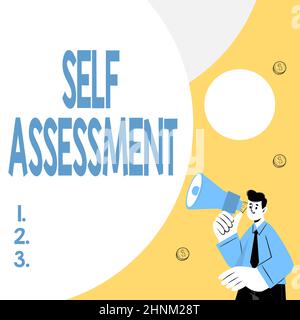 Inspiration Zeigen Zeichen Selbsteinschätzung, Geschäftskonzept Bewertung von sich selbst oder einem s ist Handlungen und Einstellungen Abstract unterschiedliche Typin anzeigen Stockfoto