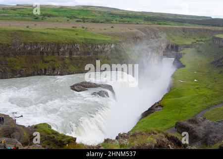 Gullfoss fällt in der Sommersaison Ansicht, Island Stockfoto