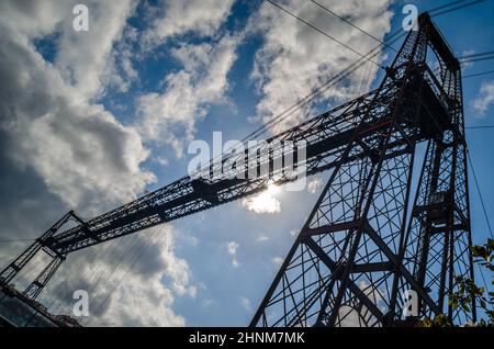 Detail der berühmten Vizcaya-Brücke in Portugalete, Baskenland, Spanien Stockfoto