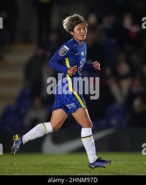 Kingston, Großbritannien. 11th. Februar 2022. Ji so-Yun von Chelsea Women beim FAWSL-Spiel zwischen Chelsea Women und Arsenal Women im Kingsmeadow Stadium, Kingston, England, am 11. Februar 2022. Foto von Andy Rowland. Quelle: Prime Media Images/Alamy Live News Stockfoto