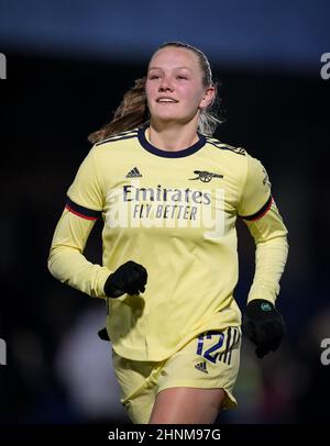 Kingston, Großbritannien. 11th. Februar 2022. Frida Maanum von Arsenal Women beim FAWSL-Spiel zwischen Chelsea Women und Arsenal Women im Kingsmeadow Stadium, Kingston, England, am 11. Februar 2022. Foto von Andy Rowland. Quelle: Prime Media Images/Alamy Live News Stockfoto