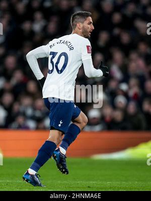 White Hart Lane, Großbritannien. 05th. Februar 2022. Rodrigo Bentancur von Spurs während des FA Cup-Spiels zwischen Tottenham Hotspur und Brighton und Hove Albion am 5. Februar 2022 im Tottenham Hotspur Stadium, White Hart Lane, England. Foto von Andy Rowland. Quelle: Prime Media Images/Alamy Live News Stockfoto