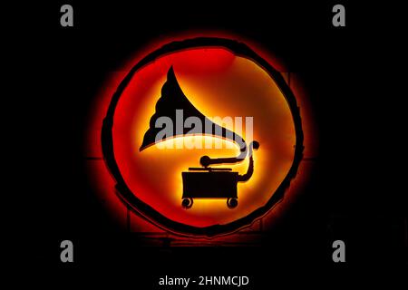 Ein Zeichen eines alten Grammophons Stockfoto