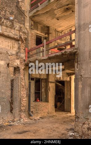 Umbau und Restaurierung eines alten Fabrikstandortes in Wohnungen Stockfoto