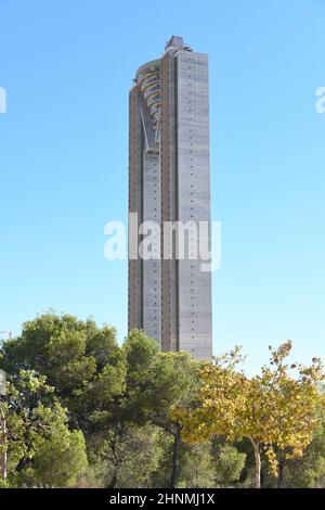 Hausfassaden, Skyline, Wolkenkratzer, Stadtansichten in Benidorm, Provinz Alicante, Costa Blanca, Spanien, 2021 Stockfoto