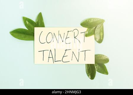Handschrift Text Konvertieren Talent, Wort geschrieben, um über eine besondere natürliche Fähigkeit oder Eignung Natur Thema Präsentation Ideen und Design zu bringen Stockfoto