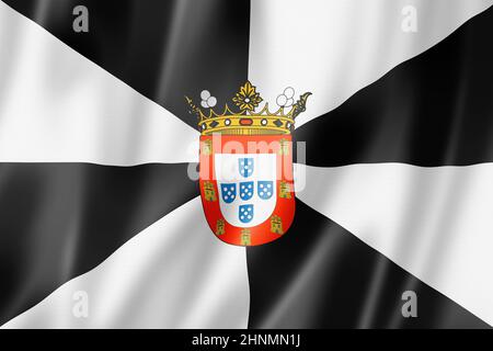 Provinz Ceuta Flagge, Spanien winkende Banner Sammlung. 3D-Illustration Stockfoto