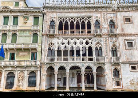 Fassade des Palazzo Santa Sofia aka Ca D'Oro, Venedig, Italien Stockfoto