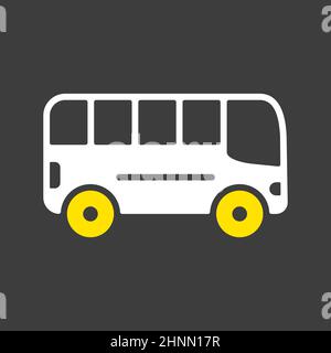 City Bus flaches Vektor Glyphen-Symbol auf dunklem Hintergrund. Graph-Symbol für Reise- und Tourismus-Website und Apps Design, Logo, App, UI Stockfoto