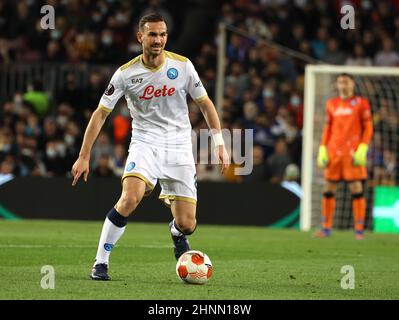 Barcelona, Catalogna, Espana. 17th. Februar 2022. Während des Europa League Football Spiels FC Barcelona gegen SSC Neapel am 17. Februar 2022 im Camp Nou Stadion in Barcelona. In Bild: Fabian Ruiz (Bildquelle: © Fabio Sasso/ZUMA Press Wire) Stockfoto