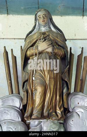 Statue des heiligen auf dem Altar des heiligen Johannes von Nepomuk in der Kirche unserer Lieben Frau vom Schnee in Volavje, Kroatien Stockfoto