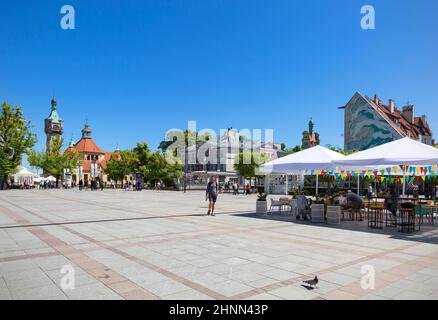 Monte Cassino Straße mit Sopot Leuchtturm und Kurhaus, Danzig, Polen Stockfoto