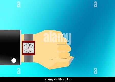 Blick auf die Uhr am Handgelenk, 3D-Rendering Stockfoto