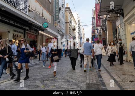Ermou Straße in Athen, Griechenland Stockfoto