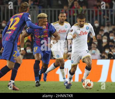 Barcelona, Catalogna, Espana. 17th. Februar 2022. Während des Europa League Football Spiels FC Barcelona gegen SSC Neapel am 17. Februar 2022 im Camp Nou Stadion in Barcelona. In Bild: Lorenzo Insigne (Bild: © Fabio Sasso/ZUMA Press Wire) Stockfoto