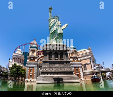 New York Hotel and Casino in Las Vegas, mit Nachbildung der Freiheitsstatue Stockfoto