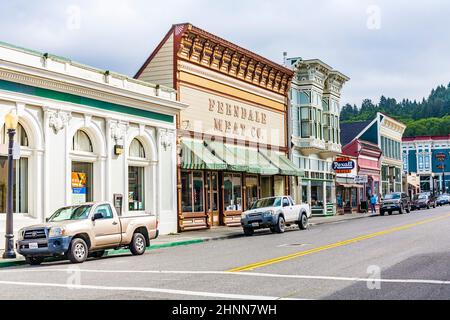 Viktorianische Schaufenster in Ferndale, USA Stockfoto