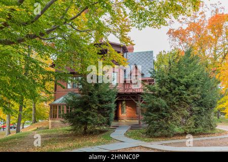 Mark Twain Haus in Hartford, Connecticut. Das ehemalige Wohnhaus von Mark Twain dient heute als Museum. Stockfoto