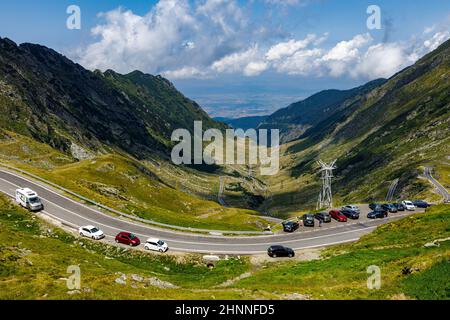 Die transfaragasische Straße in den karpaten rumäniens Stockfoto