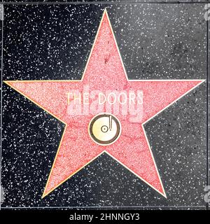 Nahaufnahme von Star auf dem Hollywood Walk of Fame für die Türen. Stockfoto