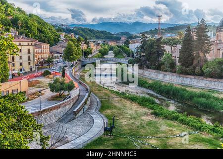 Panoramablick auf die Altstadt von Cosenza, Kalabrien, Italien Stockfoto