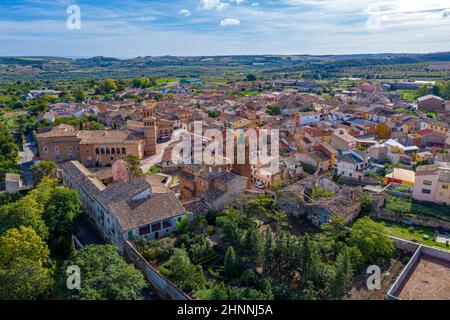 Luftaufnahme von Ambel, Campo de Borja, Aragon, Spanien. Stockfoto