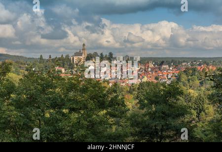 Blick auf die Altstadt und das Schloss von Kronberg im Taunus, Deutschland Stockfoto