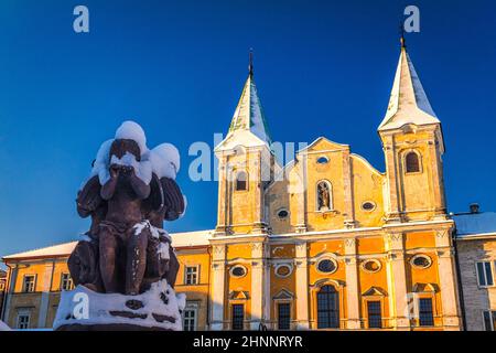 Barocke Kirche der Bekehrung des Apostels Paulus auf dem Marienplatz, Zilina, Slowakei, Europa. Stockfoto