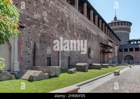 Im Inneren der Burg Sforza Stockfoto