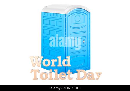 World Toilet Day Konzept. 3D Darstellung isoliert auf weißem Hintergrund Stockfoto