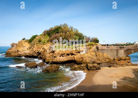 Felsen von Basta und am Meer in biarritz Stockfoto