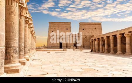 Philae Tempel von Isis, Assuan, Oberägypten Stockfoto