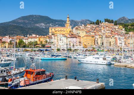 Menton an der französischen Riviera, genannt Coast Azur, liegt im Süden Frankreichs Stockfoto