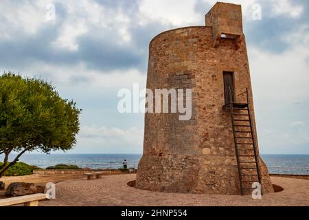 Torre d'Ivan Torre Nova Turm Cala Santanyí Mallorca Spanien. Stockfoto