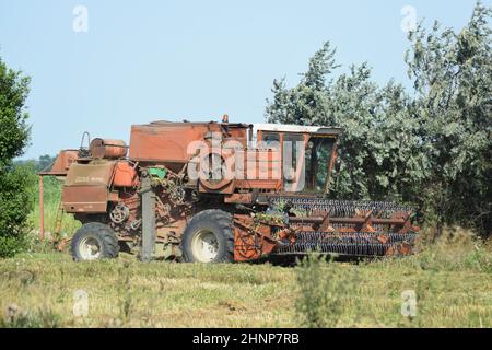 Mähdrescher. Landwirtschaftliche Maschinen. Stockfoto