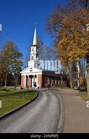 Die Martha-Mary Chapel in Greenfield Village, einem 80 Hektar großen Freigelände und Teil des Henry Ford Museumskomplexes in Dearborn, Detroit, Michigan, USA. Stockfoto