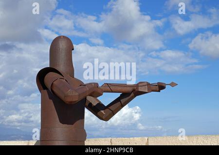 Ritter auf dem Castillo de Santa Bárbara Stockfoto