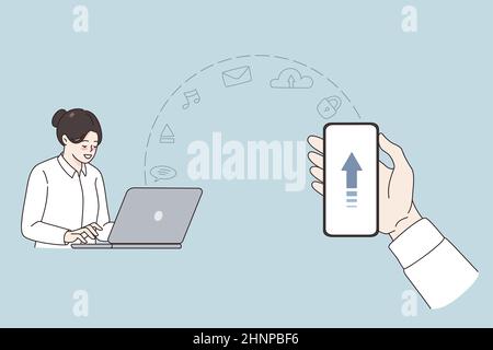 Download und Information Clouds Konzept. Stockfoto